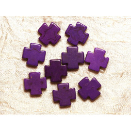 10pc - Perline turchesi sintetiche Croci viola 15mm 4558550033987