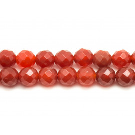 10pc - Perles Pierre - Cornaline Boules Facettées 6mm rouge orange - 7427039737265