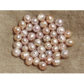 Fil 35cm 50pc environ - Perles naturelles culture eau douce Rondelles Olives Ovales 6-9mm rose beige mauve