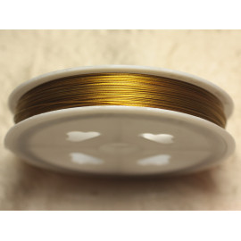 Bobine 70 Mètres environ - Fil Corde Cordon Métal Cablé 0.38mm Jaune or doré - 7427039736787
