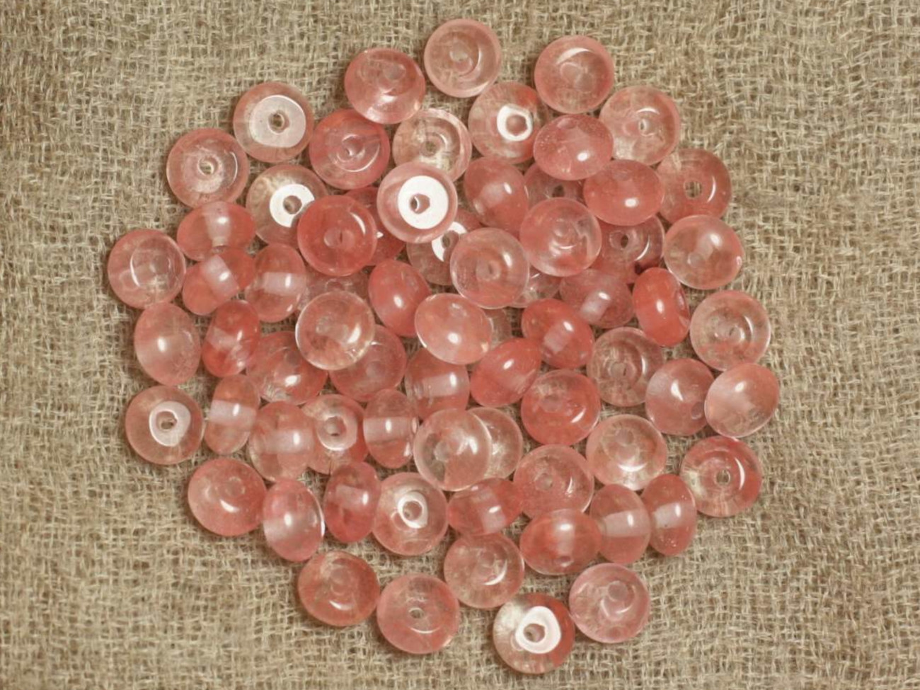 20pc - Perles de Pierre - Quartz Cerise Rondelles 6x4mm   4558550024435
