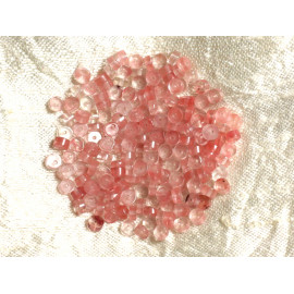 20pc - Perles Pierre - Quartz Cerise Rondelles Heishi 4x2mm Rose corail peche - 7427039737036