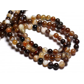 20pc - Stone Beads - Brown Agate Balls 6mm - 8741140000414