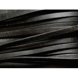 1 mètre - Corde Cordon Lanière Cuir Véritable 5x2mm Noir - 7427039738125