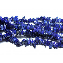 30pc - Perles Pierre - Lapis Lazuli Rocailles Chips 4-12mm bleu roi nuit doré - 7427039737548