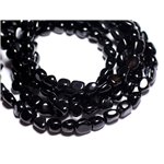 Fil 39cm 43pc env - Perles de Pierre - Onyx noir Nuggets pierres roulées 6-9mm 