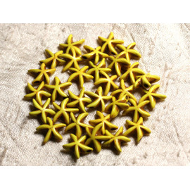 20pc - Perles Pierre Turquoise synthèse étoiles de mer 14mm Jaune - 4558550005151