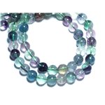 Fil 39cm 85pc env - Perles de Pierre - Fluorite Multicolore boules 4mm Fil 39cm 85pc env - Perles de Pierre - Fluorite Multicolore boules 4mm