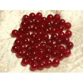 20pc - Perles Pierre - Jade Boules 6mm Rouge foncé bordeaux - 7427039739191