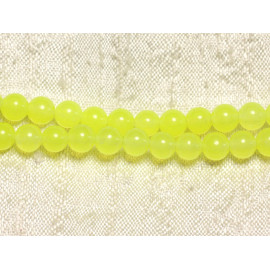 Fil 39cm 60pc environ - Perles Pierre - Jade Boules 6mm Jaune fluo