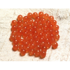 20pc - Perles Pierre - Jade Boules 6mm Orange capucine pastel - 7427039739221