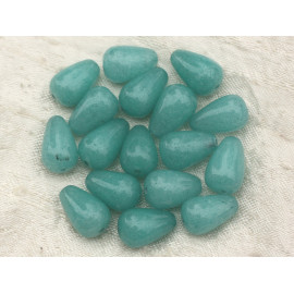 4pc - Perles Pierre - Jade Gouttes 14x10mm bleu turquoise pastel - 7427039739283