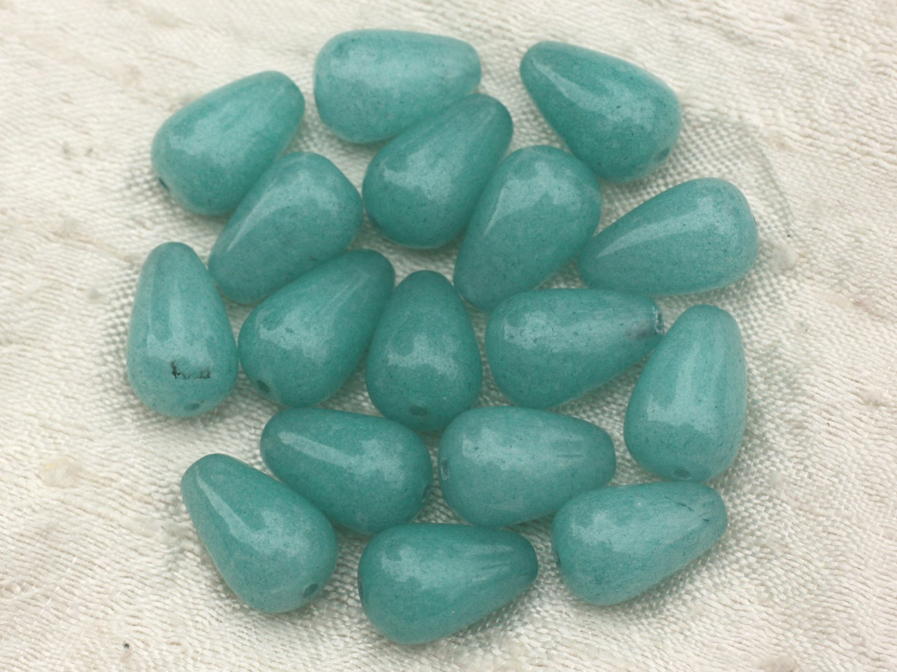 4pc - Perles Pierre - Jade Gouttes 14x10mm bleu turquoise pastel - 7427039739283