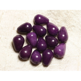 4pc - Perles Pierre - Jade Gouttes 14x10mm violet foncé byzantin - 7427039739306