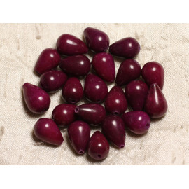 4pc - Perles Pierre - Jade Gouttes 14x10mm violet rose prune magenta - 7427039739313