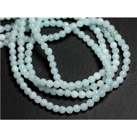 Fil 39cm 90pc environ - Perles Pierre Jade Boules 4mm bleu vert clair turquoise