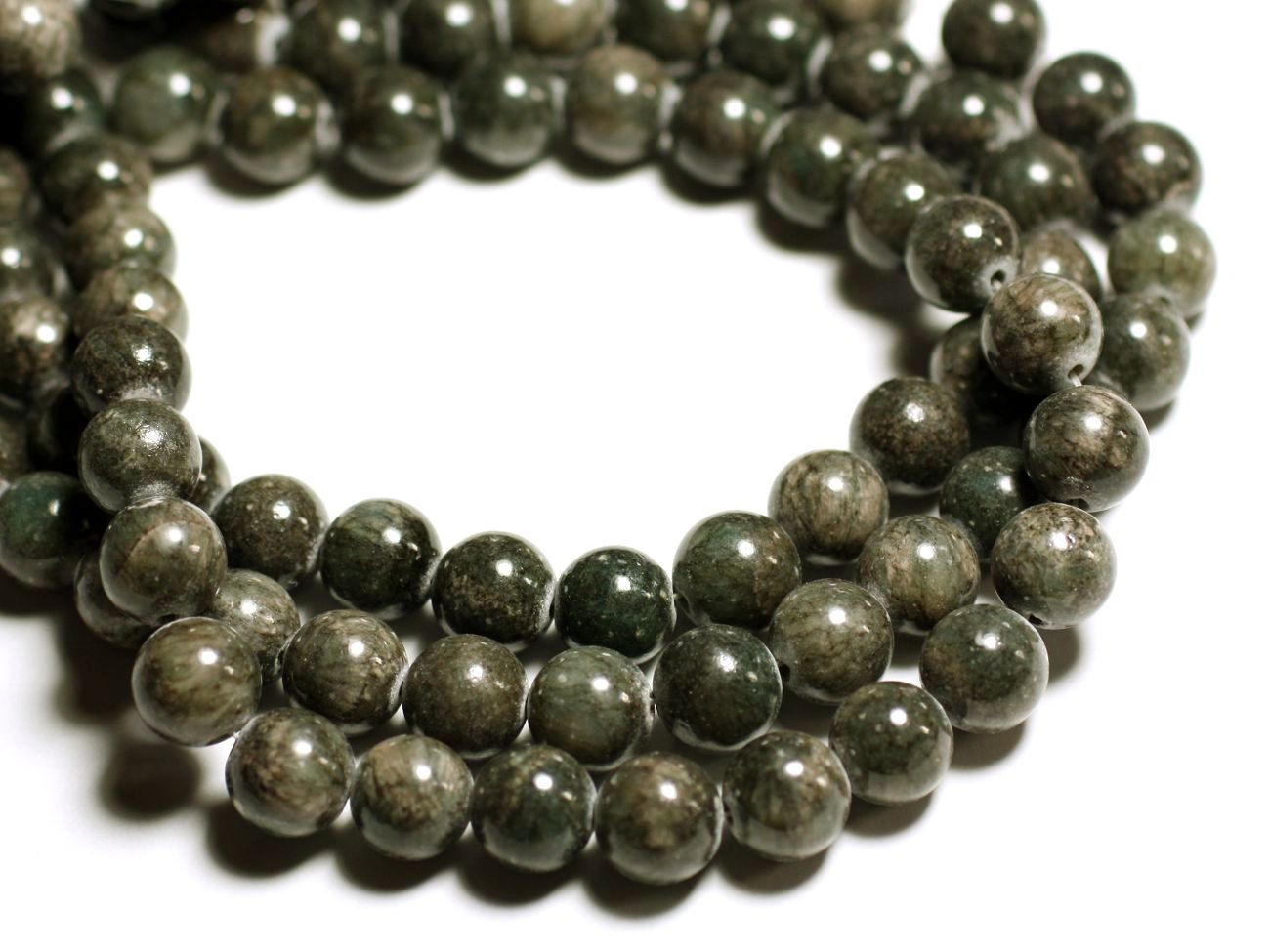 30pc - Perles Pierre - Jade Boules 4mm Gris bleu vert kaki - 7427039739368