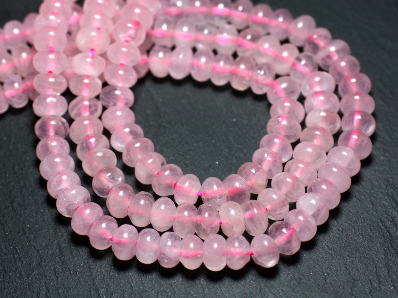 10pc - Perles Pierre - Quartz Rose Rondelles 8x5mm rose clair - 7427039737937
