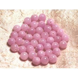 Fil 39cm 48pc environ - Perles Pierre - Jade Boules 8mm Rose mauve orchidée pastel