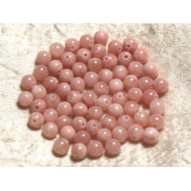 20pc - Perles Pierre - Jade Boules 6mm Rose Peche Corail Saumon Pastel - 7427039739412