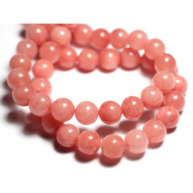 Fil 39cm 38pc environ - Perles Pierre - Jade Boules 10mm Rose Corail Peche