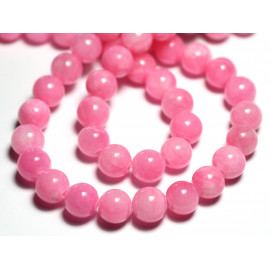 10pc - Perles Pierre - Jade Boules 8mm Rose bonbon - 7427039739573