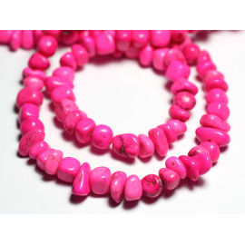 20 Stück - Perlen Türkis Steinsynthese Magnesit Chips Steingärten 5-11mm Neon Pink - 7427039739580