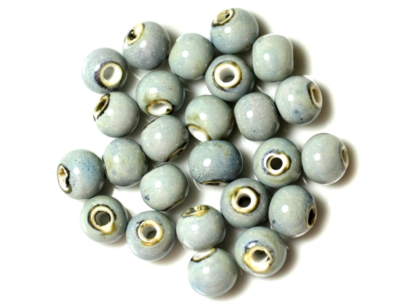 10 Stück - Porzellan Keramikperlen Kugeln 10mm blauer Himmel klares Pastell - 7427039737890