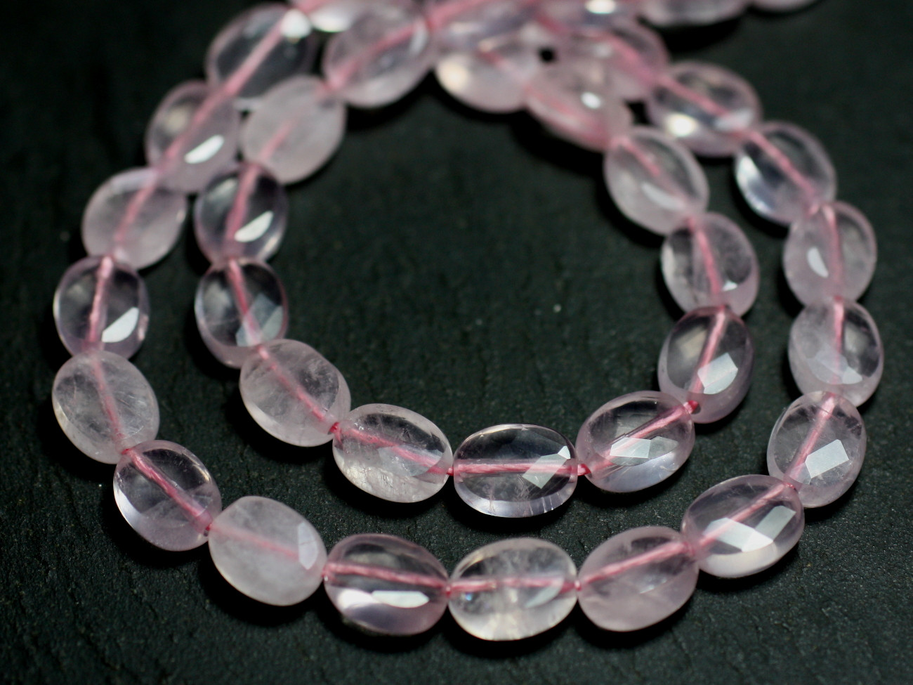 copy of Fil 39cm 32pc env - Perles de Pierre - Quartz rose Ovales Facettés 14x10mm