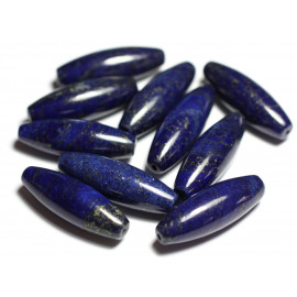 Fil 39cm 13pc environ - Perles Pierre - Lapis Lazuli Olive Ovale Riz Fuseau 30x10mm bleu nuit doré