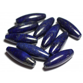 1Stk - Perle Stein Lapislazuli Olive Oval Reisspule 30x10mm Mitternachtsblau Gold - 7427039739771