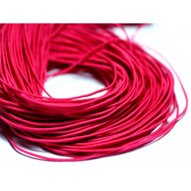 Echeveau 26 mètres environ - Fil Corde Cordon Elastique Tissu Nylon Rond 1mm Rouge Rose Fuchsia Framboise - 7427039739832