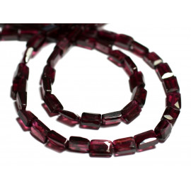 10pc - Perles Pierre - Grenat Rectangles Facettés 6x4mm Rouge rose bordeaux - 7427039739887