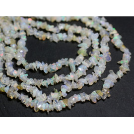 Fil 86cm 560pc env - Perles Pierre - Opale Ethiopie Rocailles Chips 2-6mm blanc multicolore arc en ciel