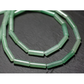 4pc - Perles Pierre - Aventurine Verte Tubes Colonnes Cylindres 13x4mm - 7427039736992