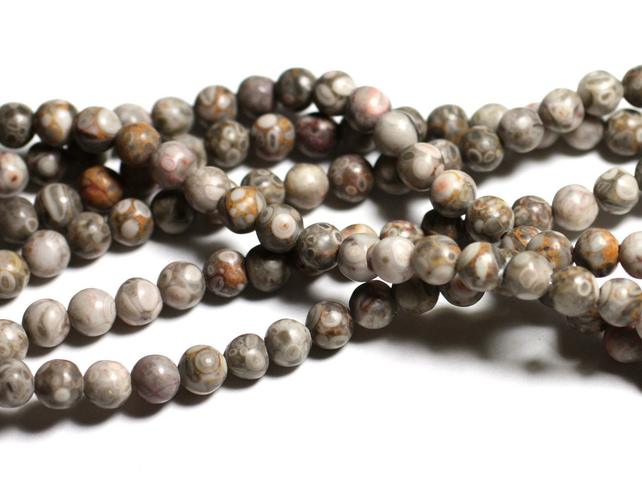 10pc - Stone Beads - Fossil Ocean Jasper Balls 8mm - 4558550081650 
