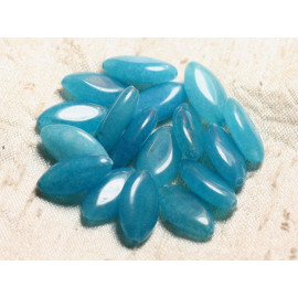 1 Fil 39cm Perles de Pierre - Jade Marquises 20x10mm Bleu Turquoise
