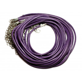 1pc - Appret Accessoire Collier Tour de Cou Coton ciré Violet et Acier 304L - Longueur au choix - 7427039740012