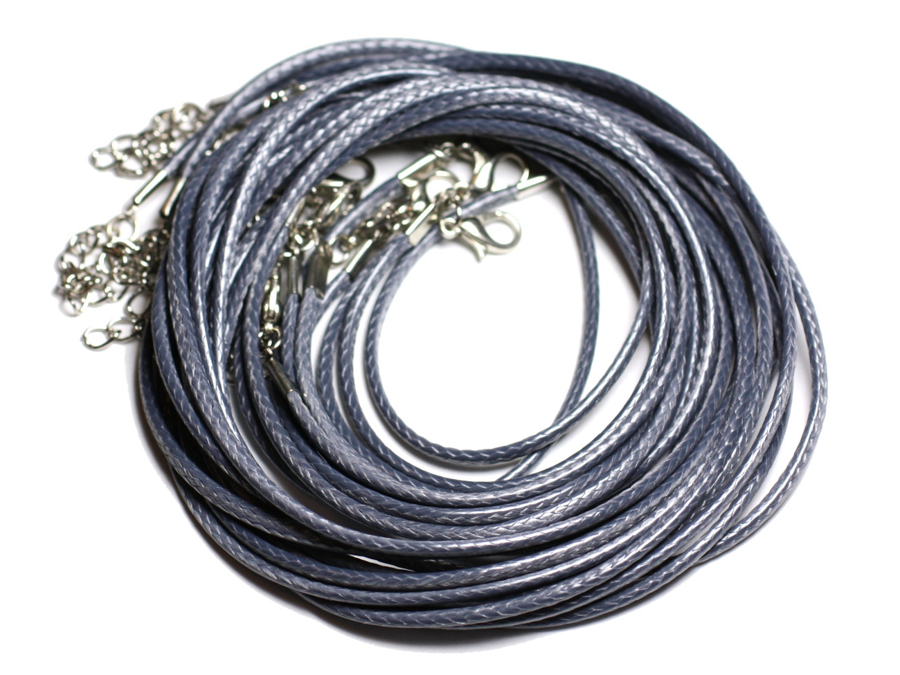1pc - Appret Accessoire Collier Tour de Cou Coton ciré Gris souris et Acier 304L Longueur au choix - 7427039740111