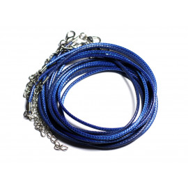 1pc - Appret Accessoire Collier Tour de Cou Coton ciré Bleu Roi et Acier 304L Longueur au choix - 7427039740159