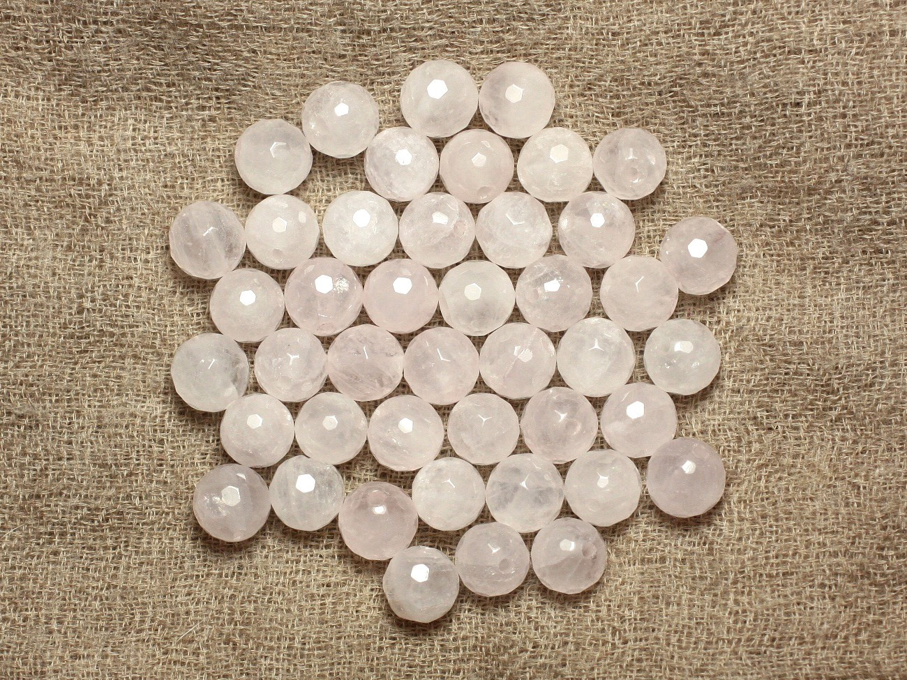 5pc - Perles Pierre - Quartz Rose Boules Facettées 10mm rose clair - 7427039737920