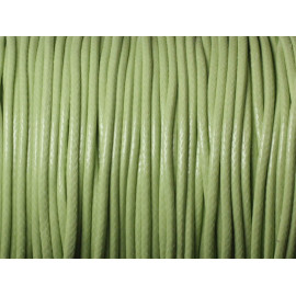 Bobine 80 mètres environ - Fil corde cordon coton ciré enduit 2mm vert clair anis