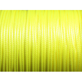 Bobine 180 metres environ - Fil corde cordon coton ciré enduit 1.5mm jaune fluo