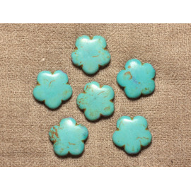 Thread 39cm approx 20pc - Synthetic Turquoise Stone Beads Flowers 20mm Turquoise Blue 