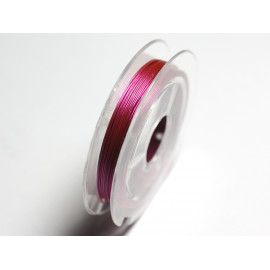 1pc - Bobine 10 mètres environ - Fil Corde Cordon Métal Cablé Acier inoxydable 0.35mm rose fluo fuchsia  - 7427039740302