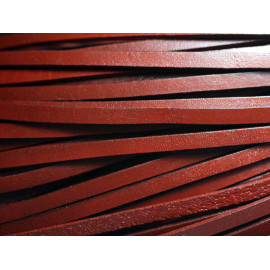 5 mètres - Corde Cordon Lanière Cuir Véritable 5x2mm Marron Rouge - 7427039740319