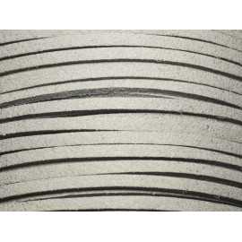 Bobine 90 metres env - Cordon Laniere Suedine Daim 3mm Gris clair Perle