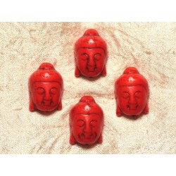 2pc - Perle Bouddha Turquoise Synthèse 29mm Orange   4558550029478 