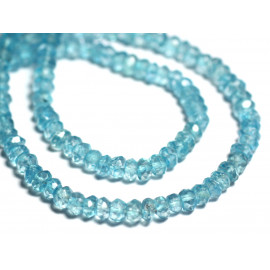 10pc - Perles Pierre Topaze Swiss Rondelles Facettées 3-4mm bleu ciel turquoise - 7427039740562