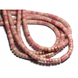 Fil 39cm 150pc environ - Perles Pierre Rhodonite Rondelles Heishi 4mm rose clair bonbon